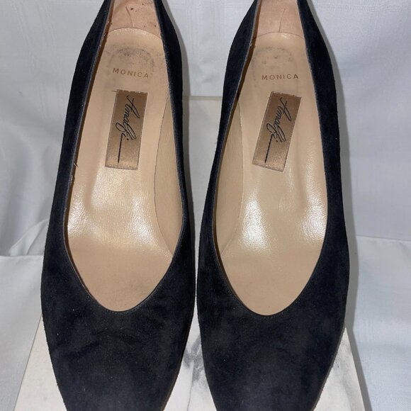 AMALFI 'Monica' Pumps Heels Vintage Black Suede ITALY Size 9AA - Picture 1 of 5